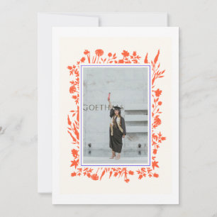 Invitación Graduación de foto azul naranja