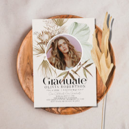 Invitación Graduación de Foto Boho Botanical Reviera Earthy