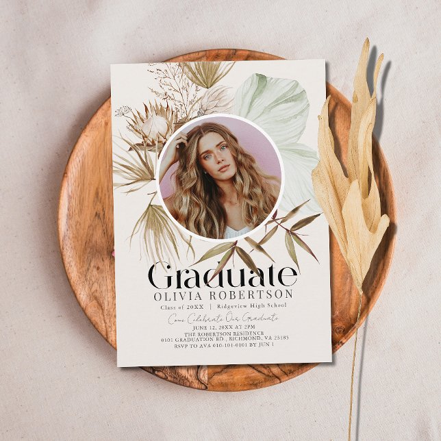 Invitación Graduación de Foto Boho Botanical Reviera Earthy (Subido por el creador)