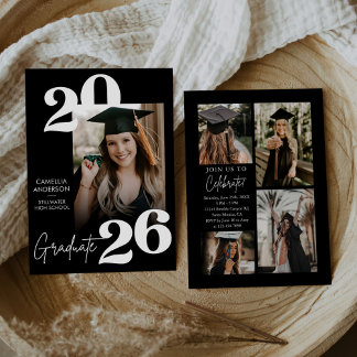 Invitación Graduación de Foto Casual Moderna de Moda