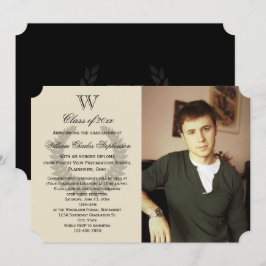 Invitación Graduación de foto clásica monograma de una sola l