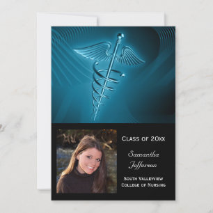 Invitación Graduación de foto con logotipo médico