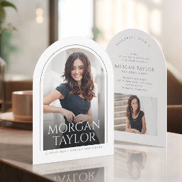 Invitación Graduación de foto de arco con nombre mínimo