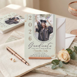 Invitación Graduación de Foto de Arco Minimalista | Elegante 