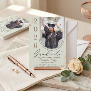 Invitación Graduación de Foto de Arco Minimalista   Elegante 