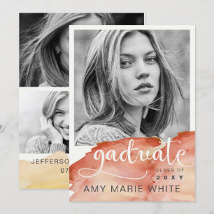 Invitación Graduación de foto de escritura de terracota de co