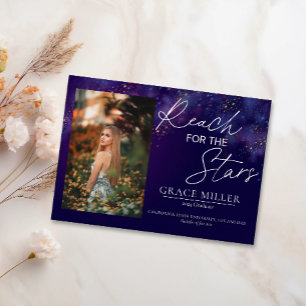 Invitación Graduación De Foto De Galaxy "Alcanzar Por Las Est