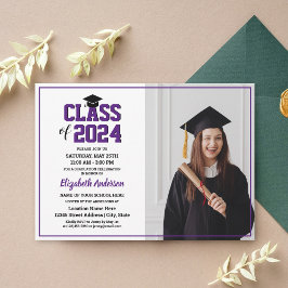 Invitación Graduación de foto de graduado de Royal Purple min