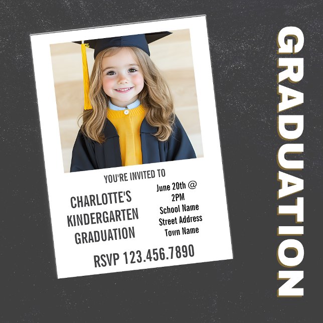 Invitación Graduación de foto de jardín de niños de Chalkboar (Kid's Graduation Invitations)