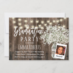 Invitación Graduación de foto de jarra floral de aliento para