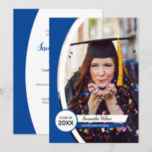 Graduación de foto de marco curvo azul