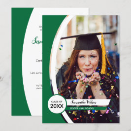 Invitación Graduación de foto de marco curvo verde