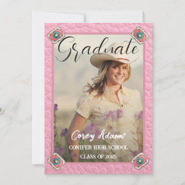 Invitación Graduación de foto de niña rosa de estilo occident
