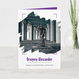 Invitación Graduación de foto de pincel de edugie púrpura