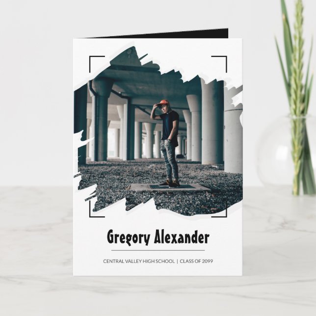 Invitación Graduación de foto de pincel de resumen de nido ne (Anverso)