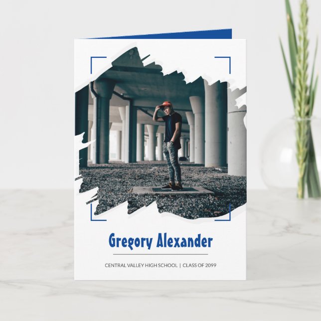 Invitación Graduación de foto de pincel de resumen de nitidez (Anverso)