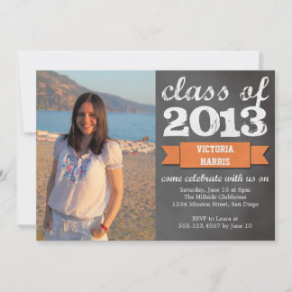 Invitación graduación de foto de pizarra con pancarta de nara