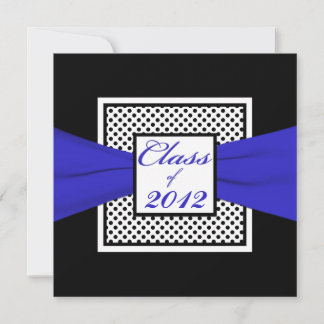 Invitación Graduación de foto de punto de polka blanco azul c