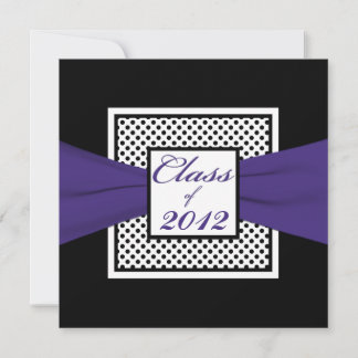 Invitación Graduación de foto de punto de polka blanco morado