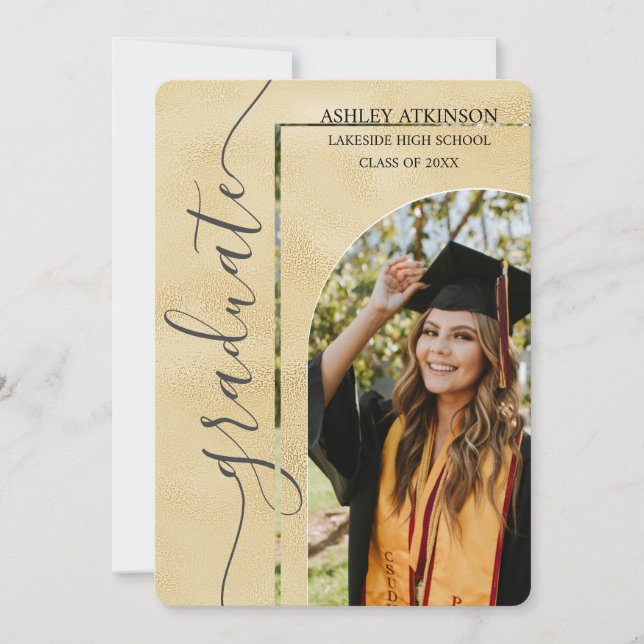 Invitación Graduación de foto de Purpurina de Relieve metaliz (Anverso)