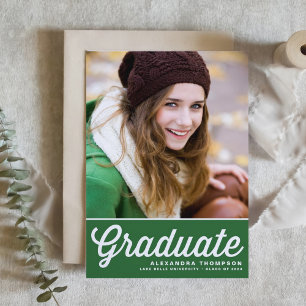 Invitación Graduación de foto de tipografía negrita de retro 