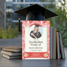 Graduación de Foto Floral Retro Groovy Hippie