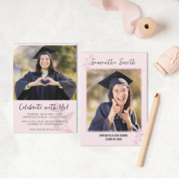 Invitación Graduación de Foto Minimalista Rosa