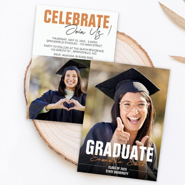 Invitación Graduación de Foto Moderna  (Modern Photo Graduation Invitation)