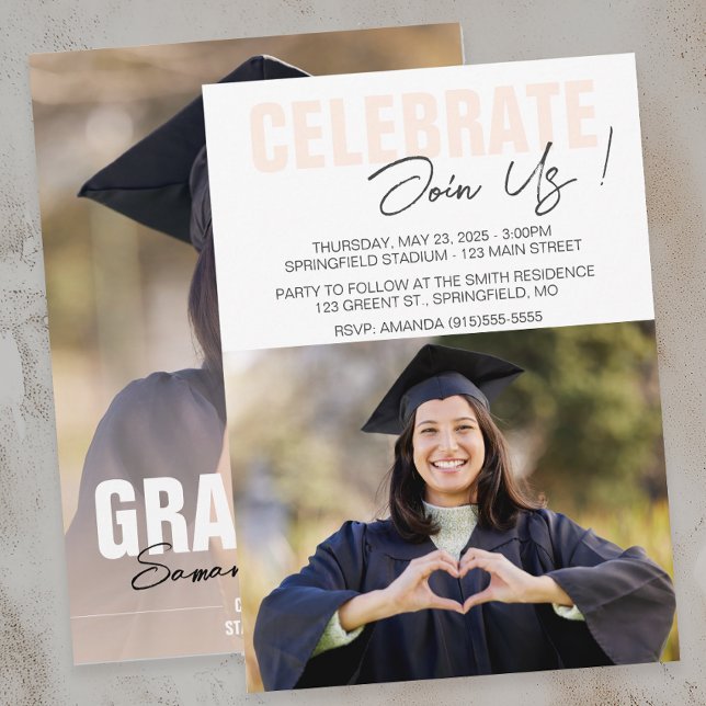 Invitación Graduación de Foto Moderna  (Modern Graduation Invitation)