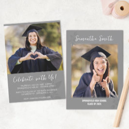 Invitación Graduación de foto moderna gris