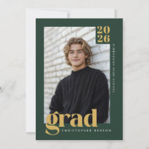 Graduación de Foto Oro Verde Bosque Moderno