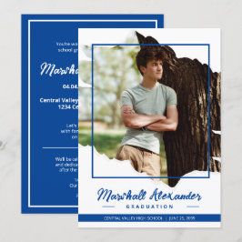 Invitación Graduación de foto rota por efecto de sonido azul