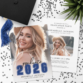 Invitación Graduación de Foto Simple Azul