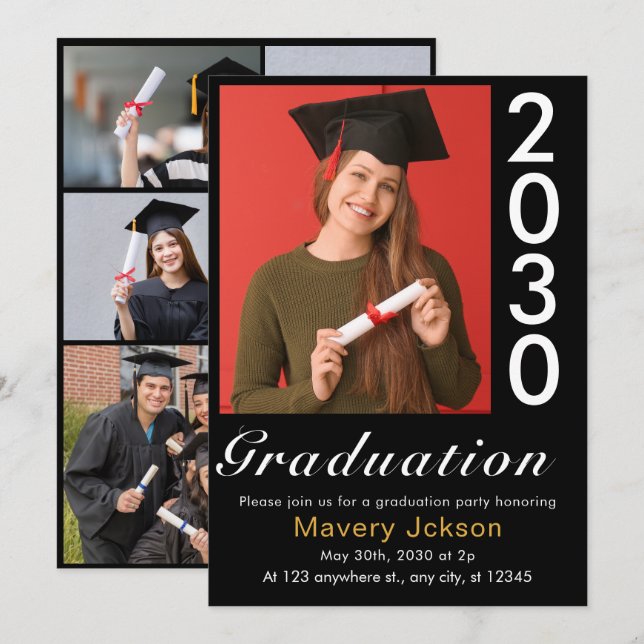 Invitación Graduación de fotografía Casual moderna y moderna  (Anverso / Reverso)