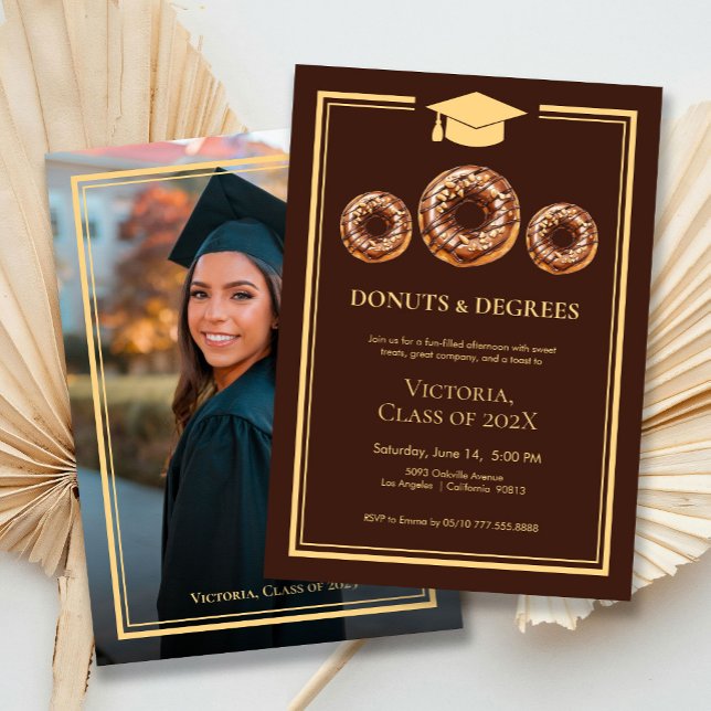 Invitación Graduación de fotografía clásica de donuts y grado (Subido por el creador)