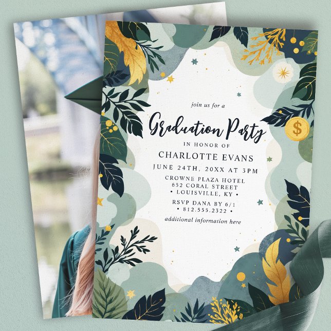 Invitación Graduación de fotografía comercial de Green Gold F (Subido por el creador)