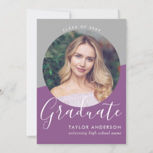 Invitación Graduación de fotografía de Chica de color gris mo