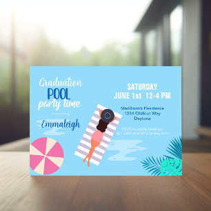 Invitación Graduación de fotografía de Fiesta de piscina mode
