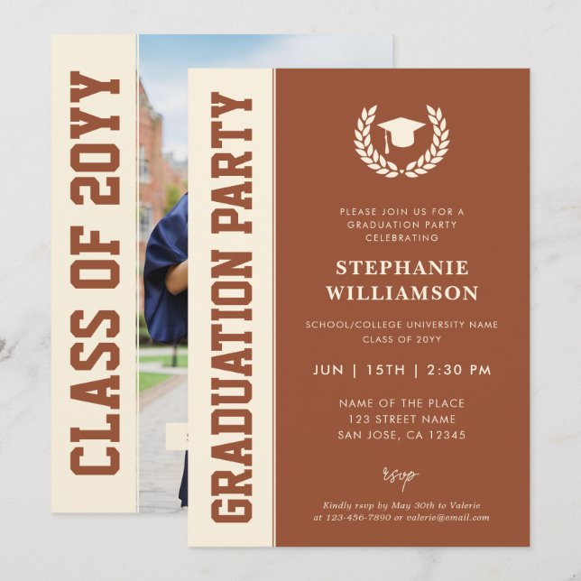 Invitación Graduación de fotografía de grado moderna, audaz y (Anverso / Reverso)