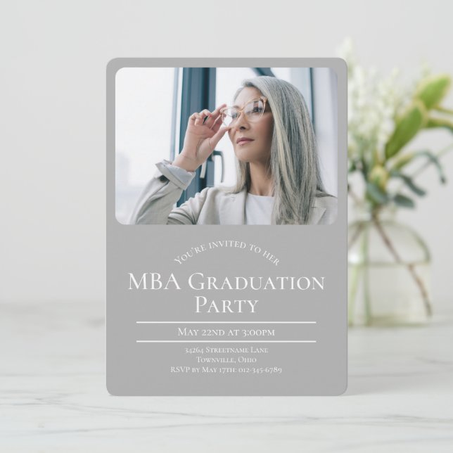 Invitación Graduación de fotografía de grado universitario (Anverso de pie)