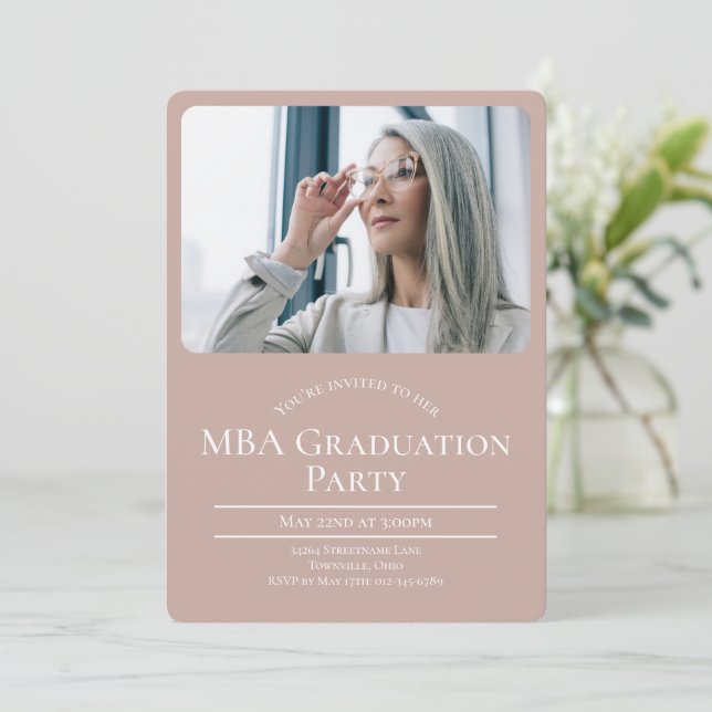 Invitación Graduación de fotografía de grado universitario (Anverso de pie)