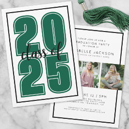 Invitación Graduación de fotografía de graduado verde simple