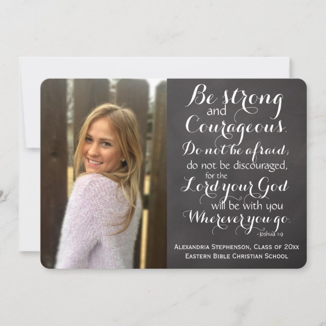 Invitación Graduación de fotografía de la Biblia Cristiana Ve (Anverso)