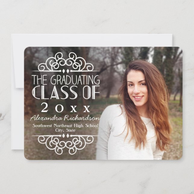 Invitación Graduación de fotografía de la escuela secundaria  (Anverso)