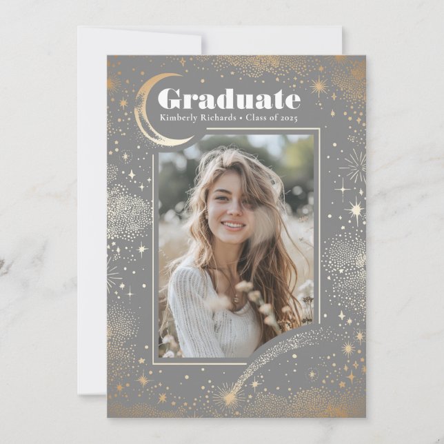 Invitación Graduación de fotografía de la Luna Celestial y la (Anverso)