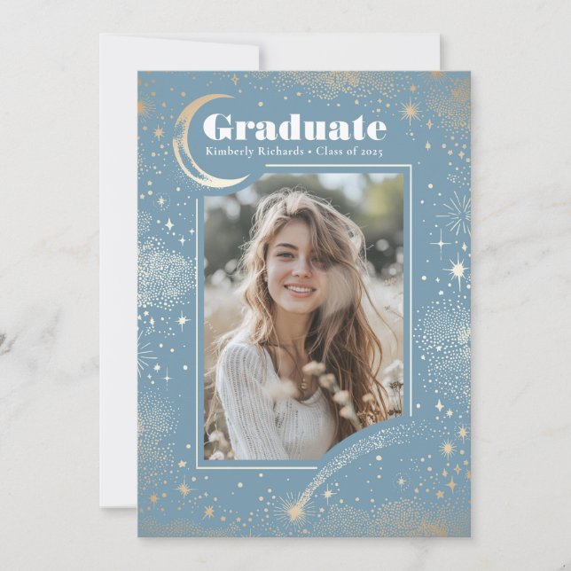 Invitación Graduación de fotografía de la Luna Celestial y la (Anverso)