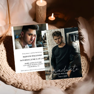 Invitación Graduación de fotografía de licenciado en caligraf