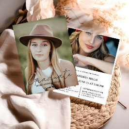 Invitación Graduación de fotografía de licenciado en caligraf