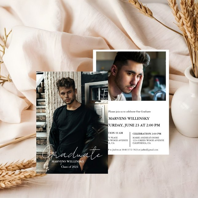 Invitación Graduación de fotografía de licenciado en caligraf (Subido por el creador)