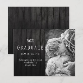 Invitación Graduación de fotografía de madera de grano negro